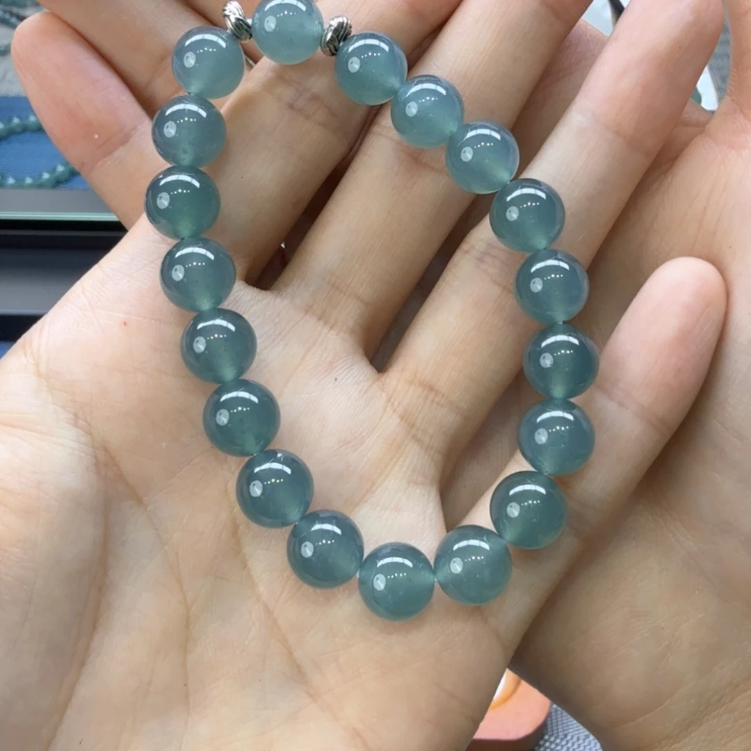 ****淘未镶嵌手链翡翠蓝冰翡翠珠串