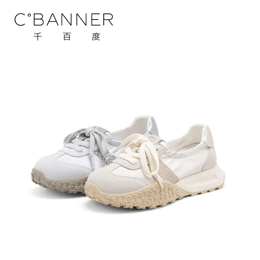 C.BANNER/千百度厚底德训鞋女2025新款复古经典舒适阿甘运动鞋