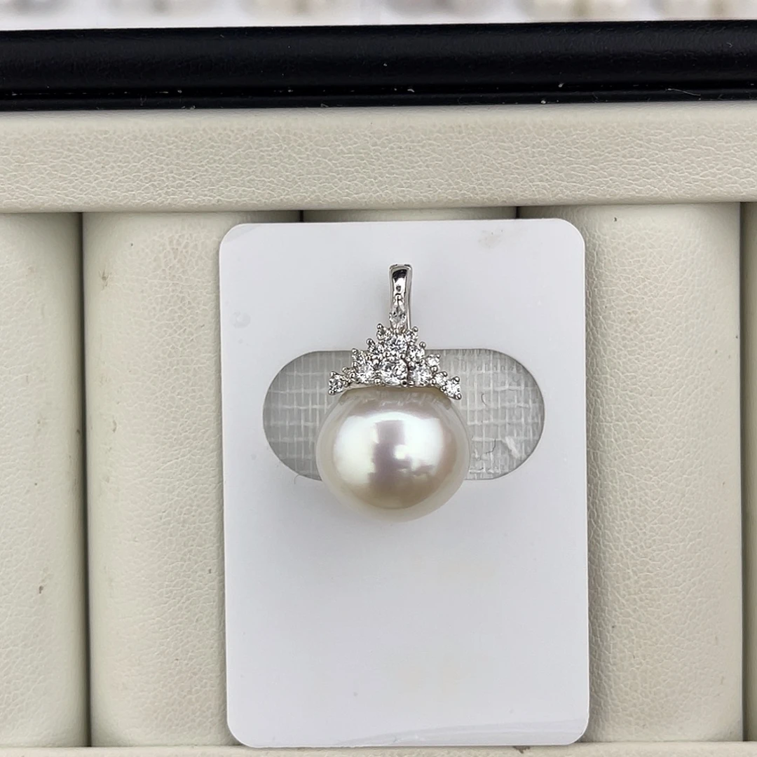 定制海水珍珠未镶嵌裸珠极光炫彩澳白面珠13-14