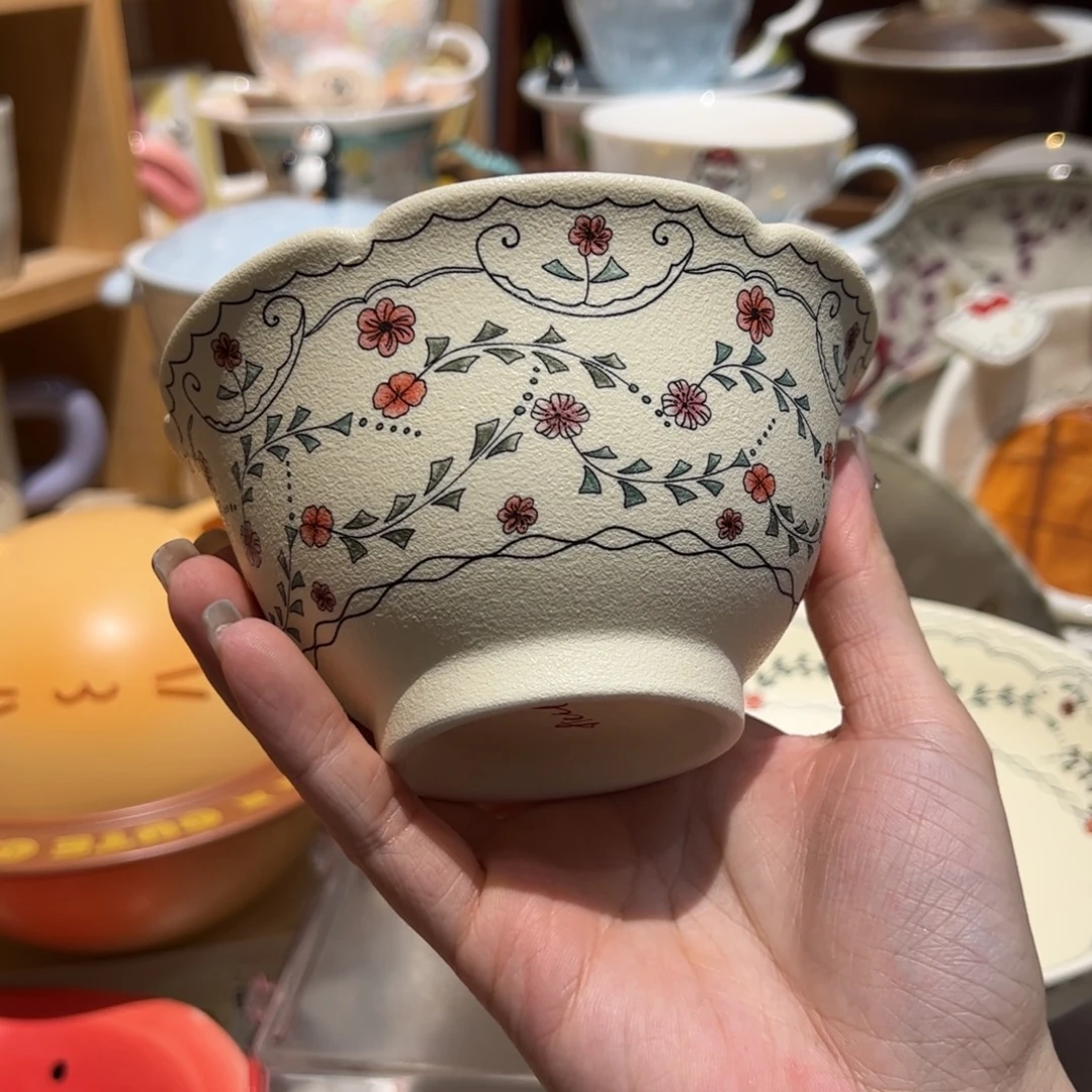 复古玫瑰花米饭碗