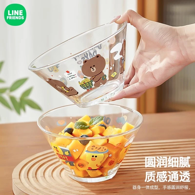 LF水果沙拉碗透明玻璃碗卡通可爱家用高颜值酸奶甜品碗