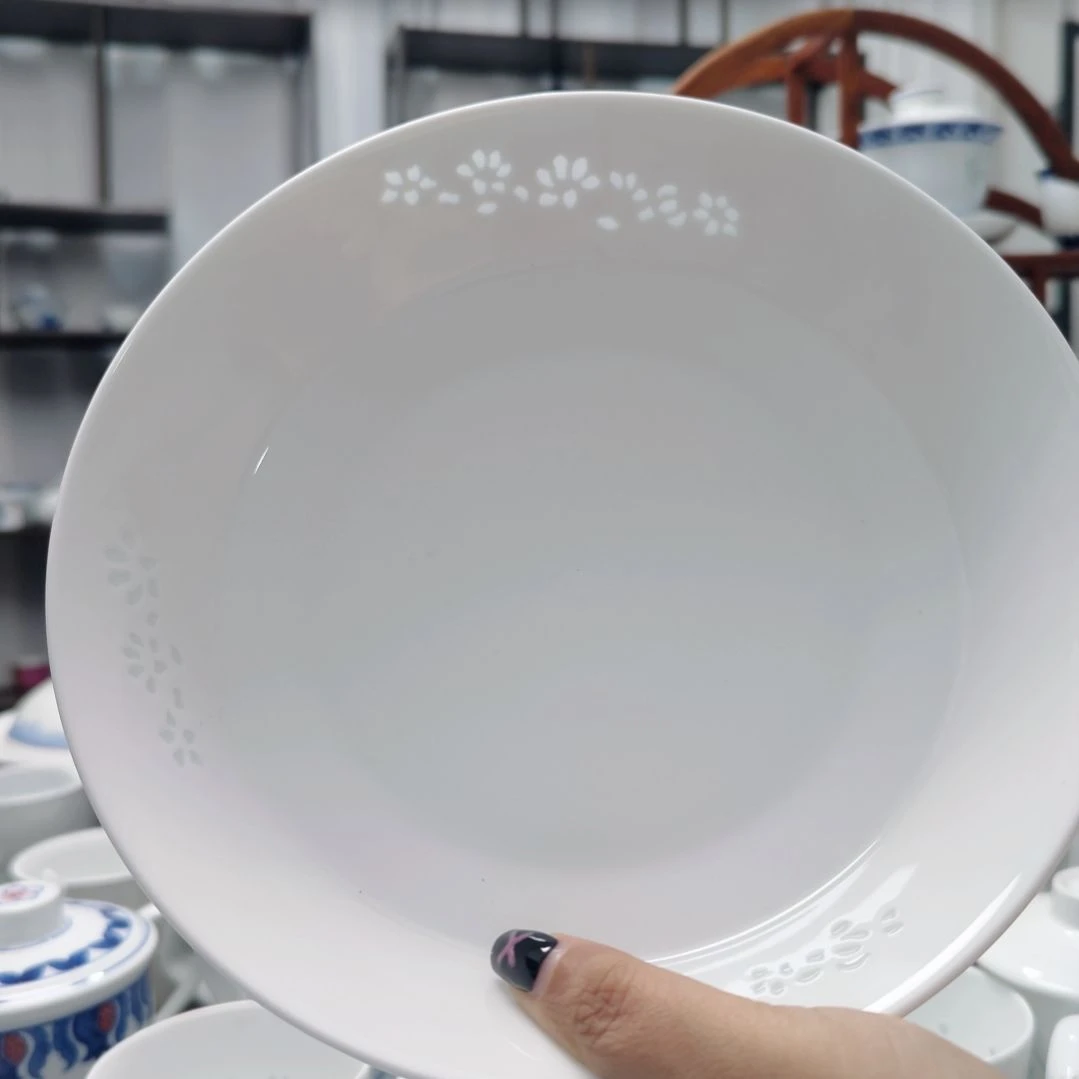 陶瓷玉兰花8寸深盘两只装