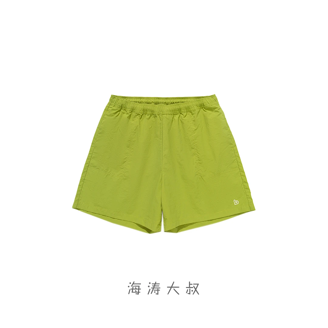 【海涛大叔】情侣款小标宽松纯色速干运动松紧腰五分短裤 BENB1350