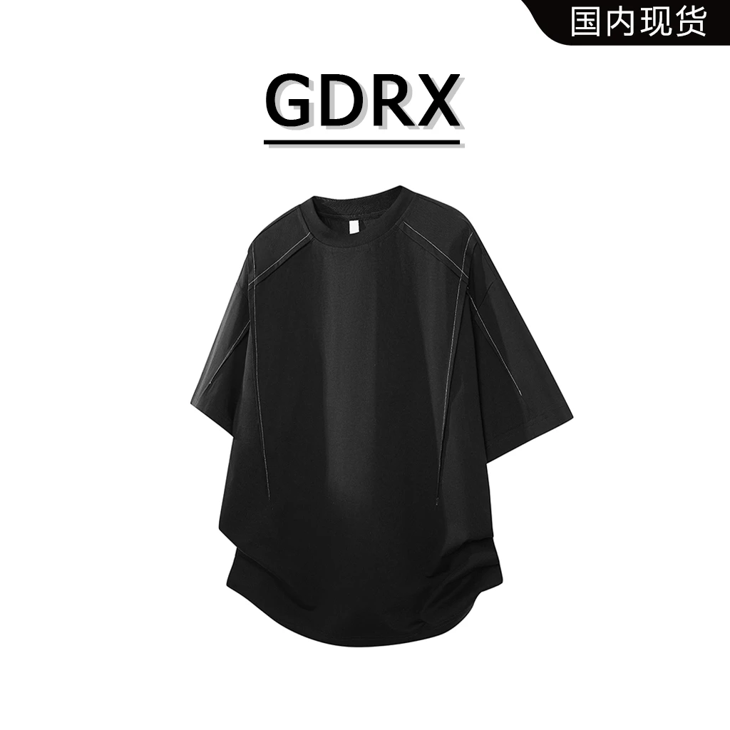 GDRX冰丝索罗娜男士短袖T恤夏季新款美式宽松上衣轻奢痞帅男装