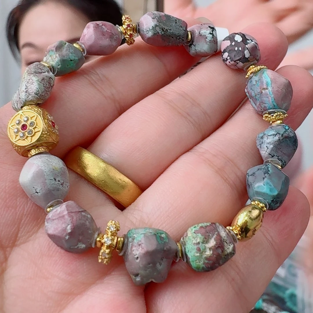 绿松石18K金镶嵌珠宝奇石