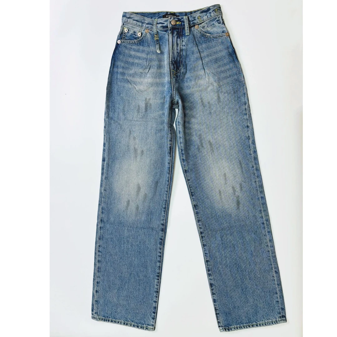 SUPERIOR2024年四季硬挺无弹脏脏阔腿牛仔裤新款