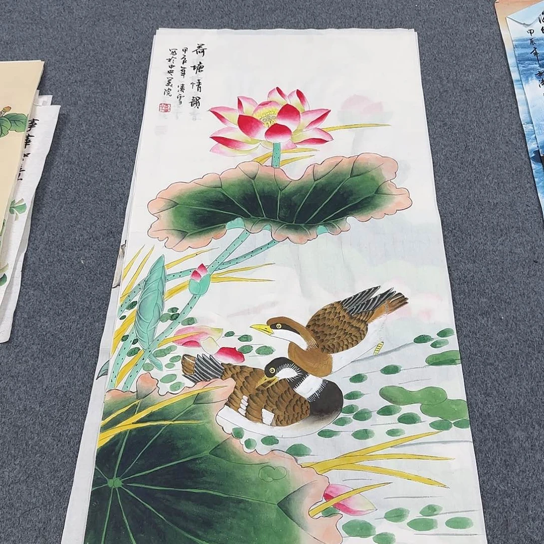 国画尺寸50X100手绘作品