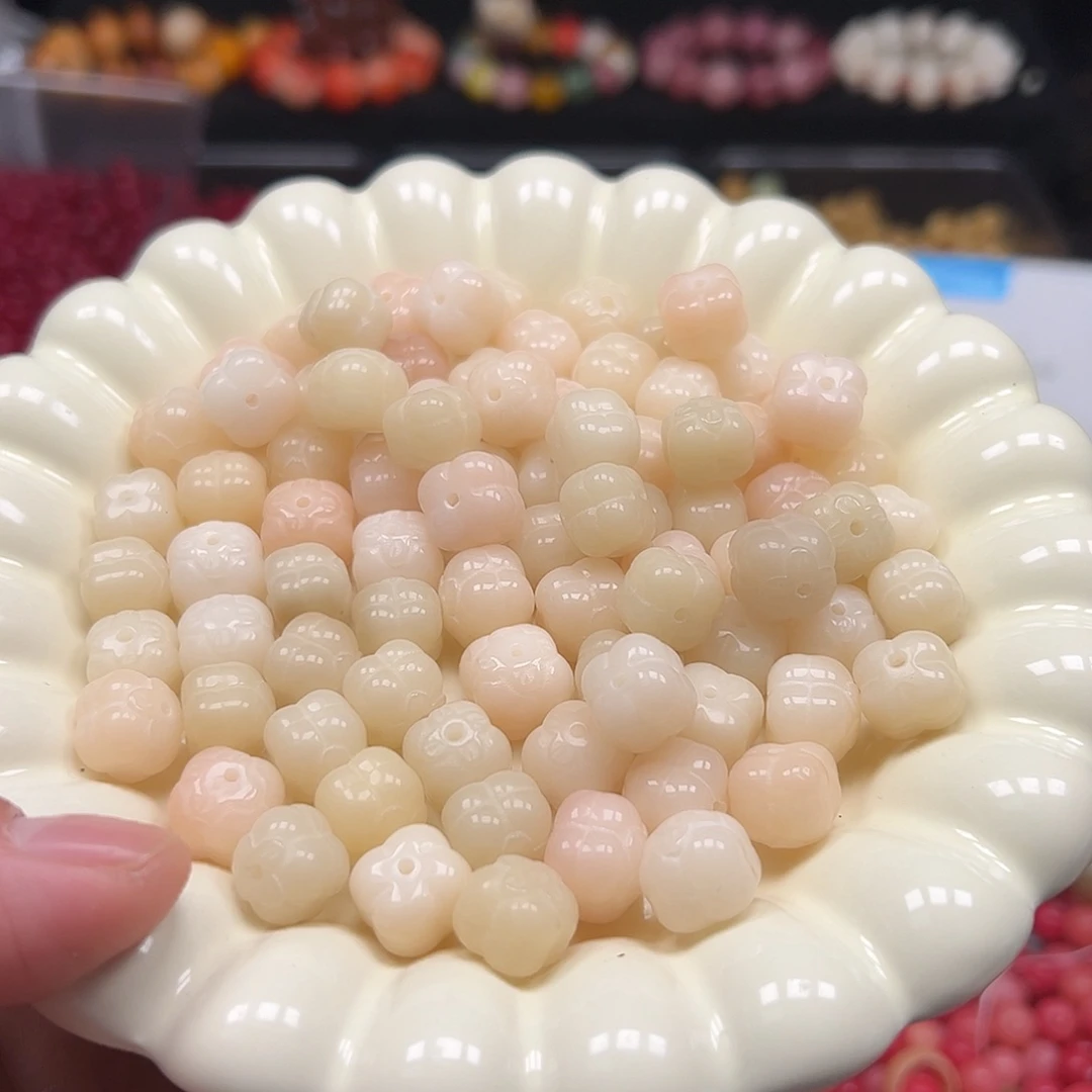 菩提根/象牙果手串20颗粉白色柿子