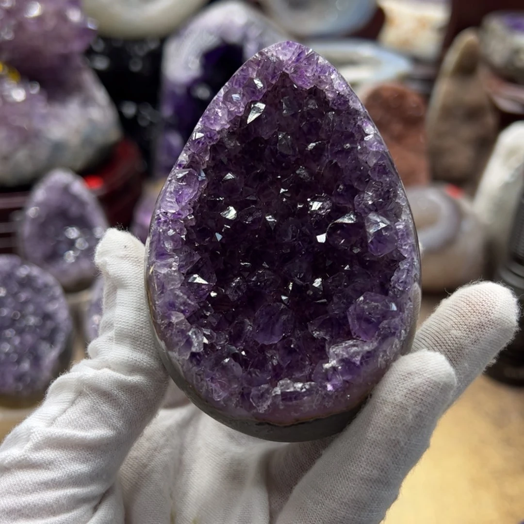 桔***条紫晶珠宝半成品未镶嵌龙蛋34