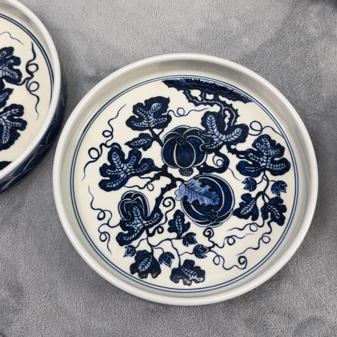 奕***双摆件手工手绘景德镇