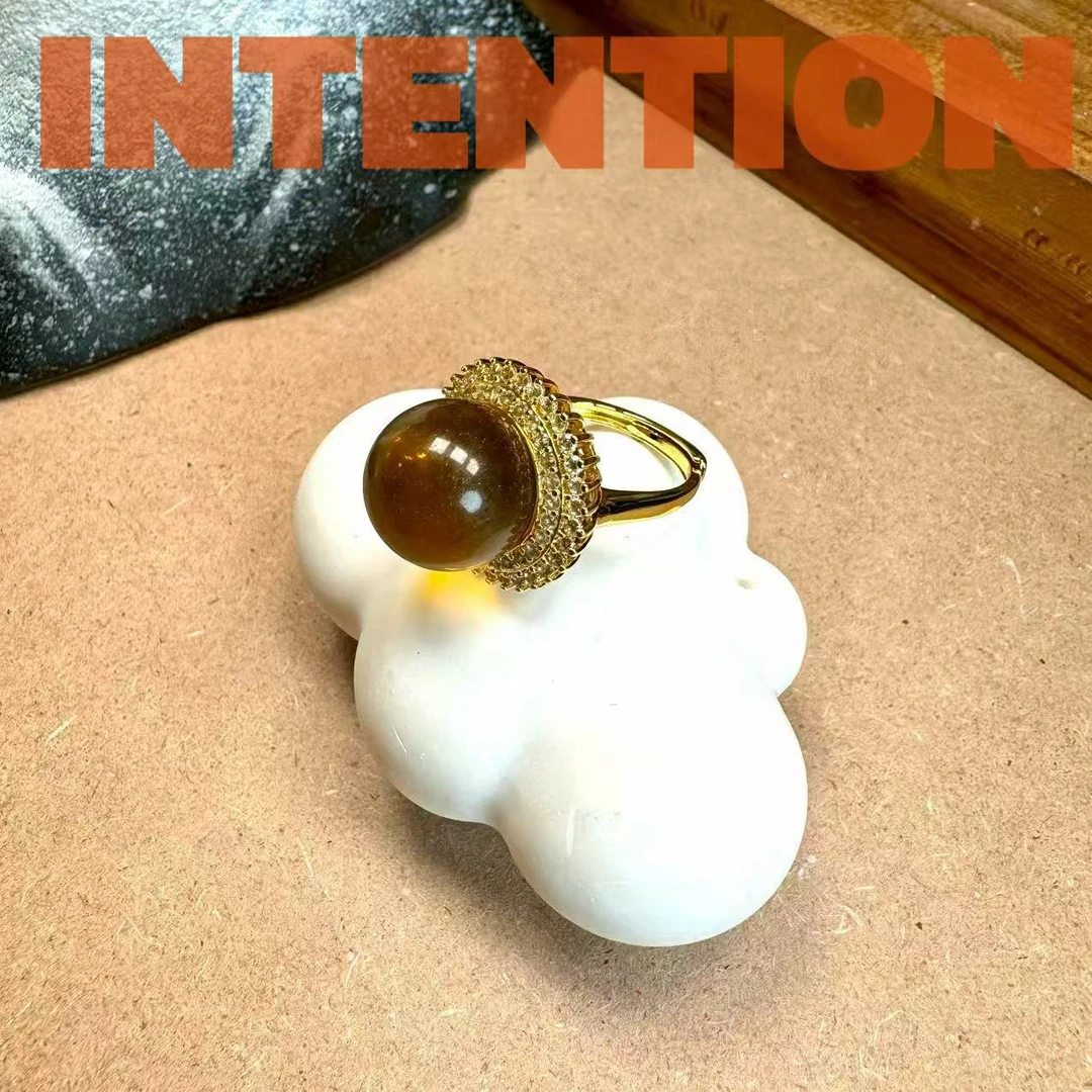 戒指 正品INTENTION 净蓝水珀体开口戒指AE1086