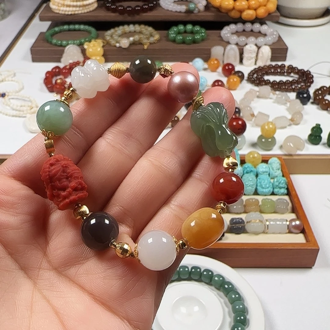 和田玉银S925镶嵌手链