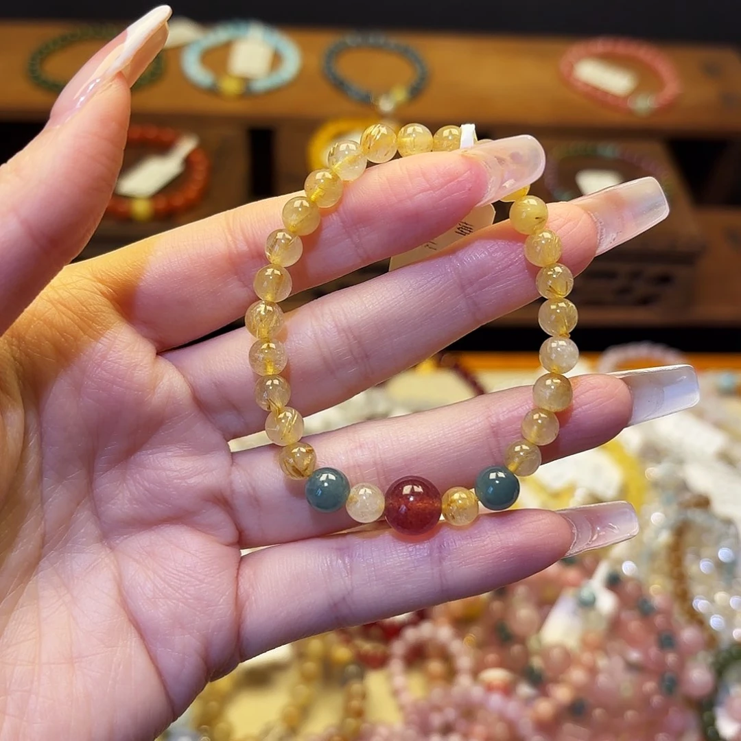 水晶手链银S925镶嵌金6602