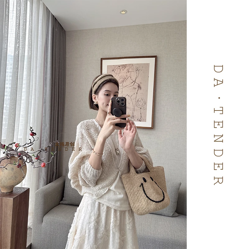 DA·Tender-“贝蒂茶会针织开衫”春季时尚气质小香风温柔减龄显瘦