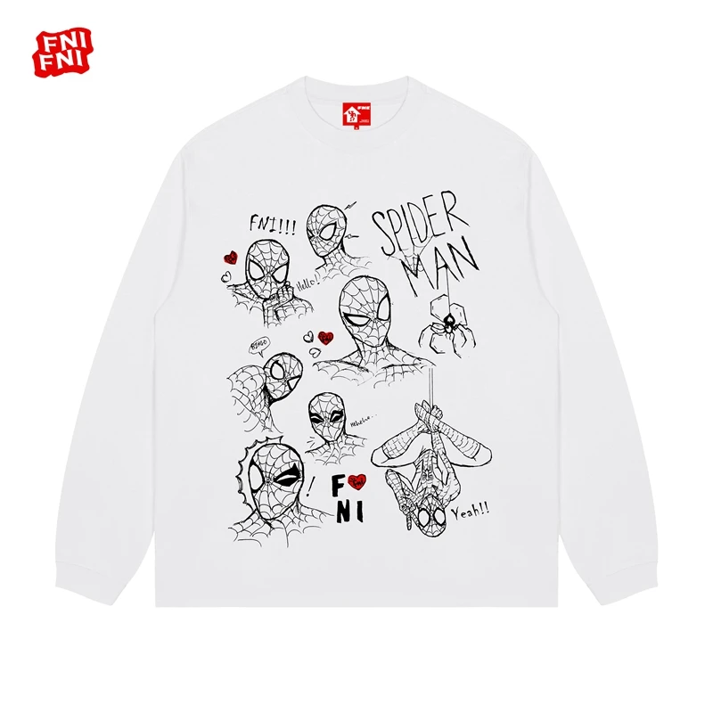 FNI红标（蜘蛛侠小子）纯棉T恤男女美式圆领长袖上衣秋冬新款胶浆