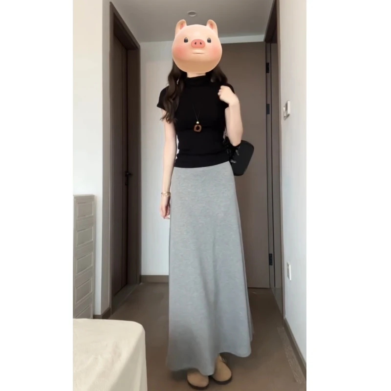 夏季搭配一整套装裙女两件套洋气显瘦针织衫女高腰百搭半身裙长裙