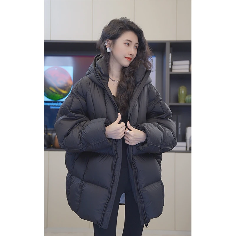 轻奢小南瓜羽绒90白鹅绒服黑色羽绒服时尚保暖连帽冬季百搭231131