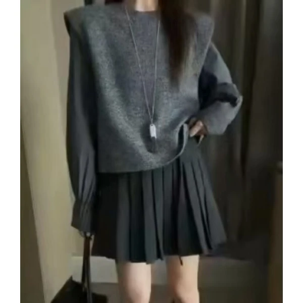 王美丽专享大码港风百褶五分裙两件套99232