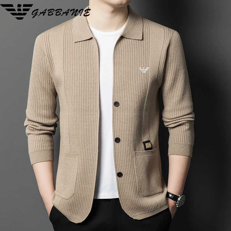 轻奢正品春季新款男士羊毛开衫高级感中青年针织开衫品牌男装外套