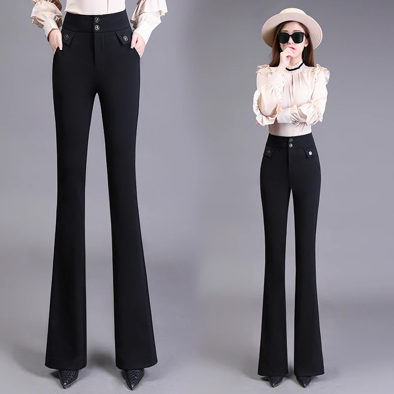 高腰微喇叭裤女士休闲裤秋季款2025新款职业装修身显瘦弹力西装裤