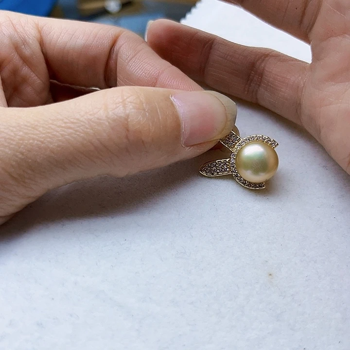 淡水珍珠耳饰银S925镶嵌滢*宝