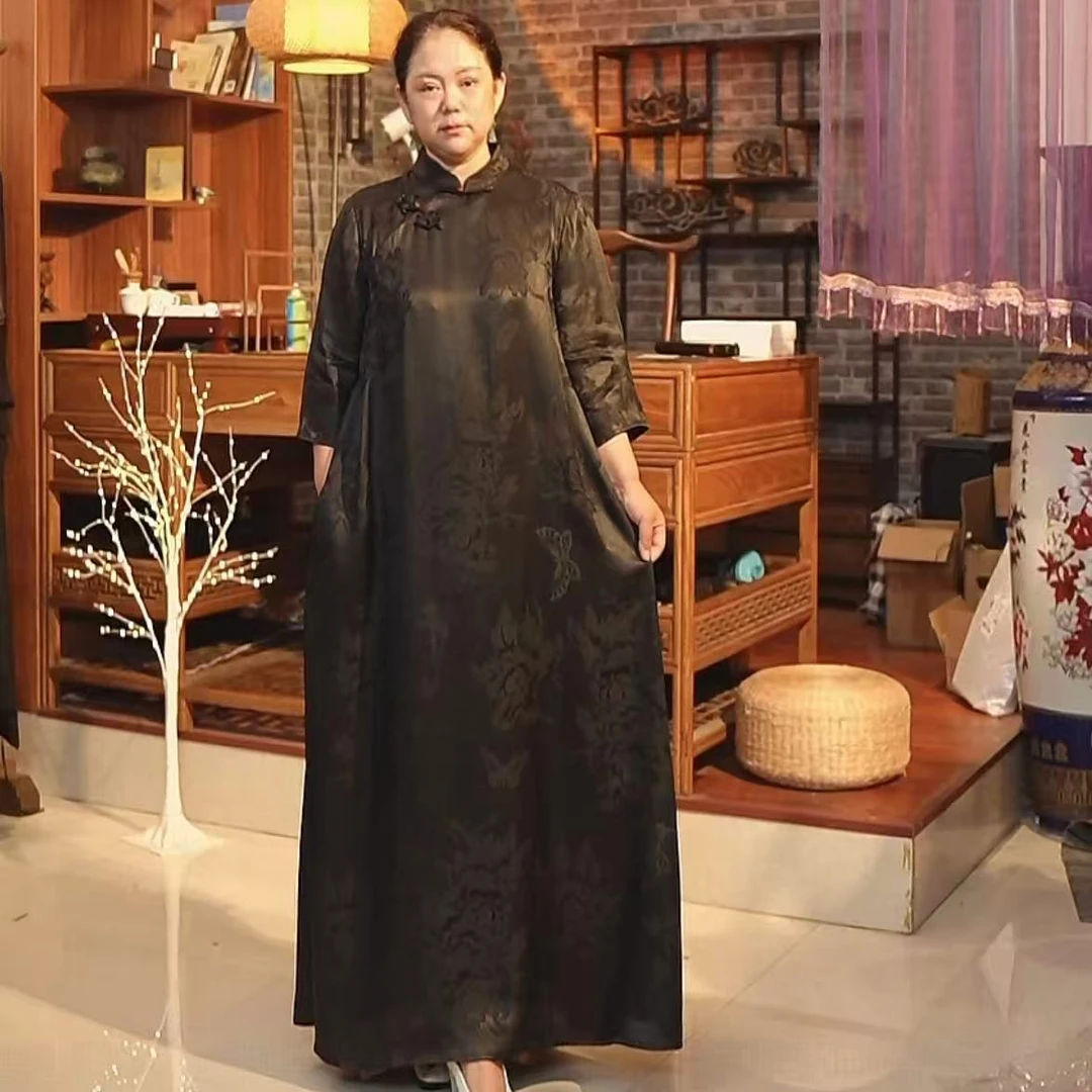 【经典重现】蝶恋牡丹专柜1W+显瘦显高显气质香云纱130长大A摆裙