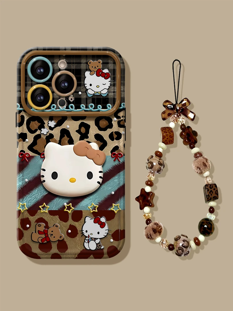 豹纹kt适用苹果17华为vivo/oppo小米iPhone大视窗翻盖镜子手机壳