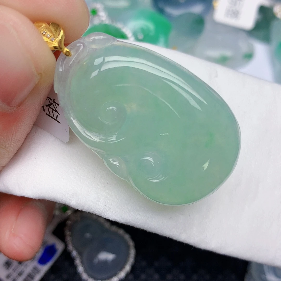 翡翠18K金镶嵌颈饰天然缅甸翡翠a货百元以上9元证书费自理