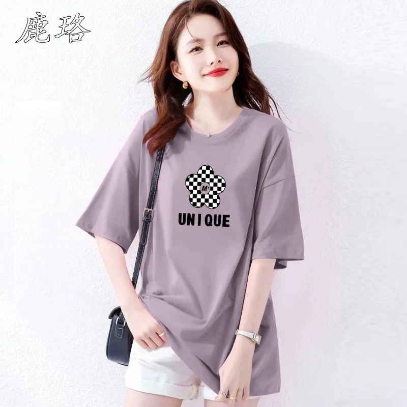 精品贵系女士短袖t恤女夏季新款半袖百搭遮肉韩版简约上衣体恤衫