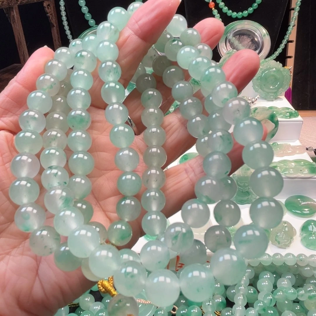 石英质玉项链合金108颗卡9+