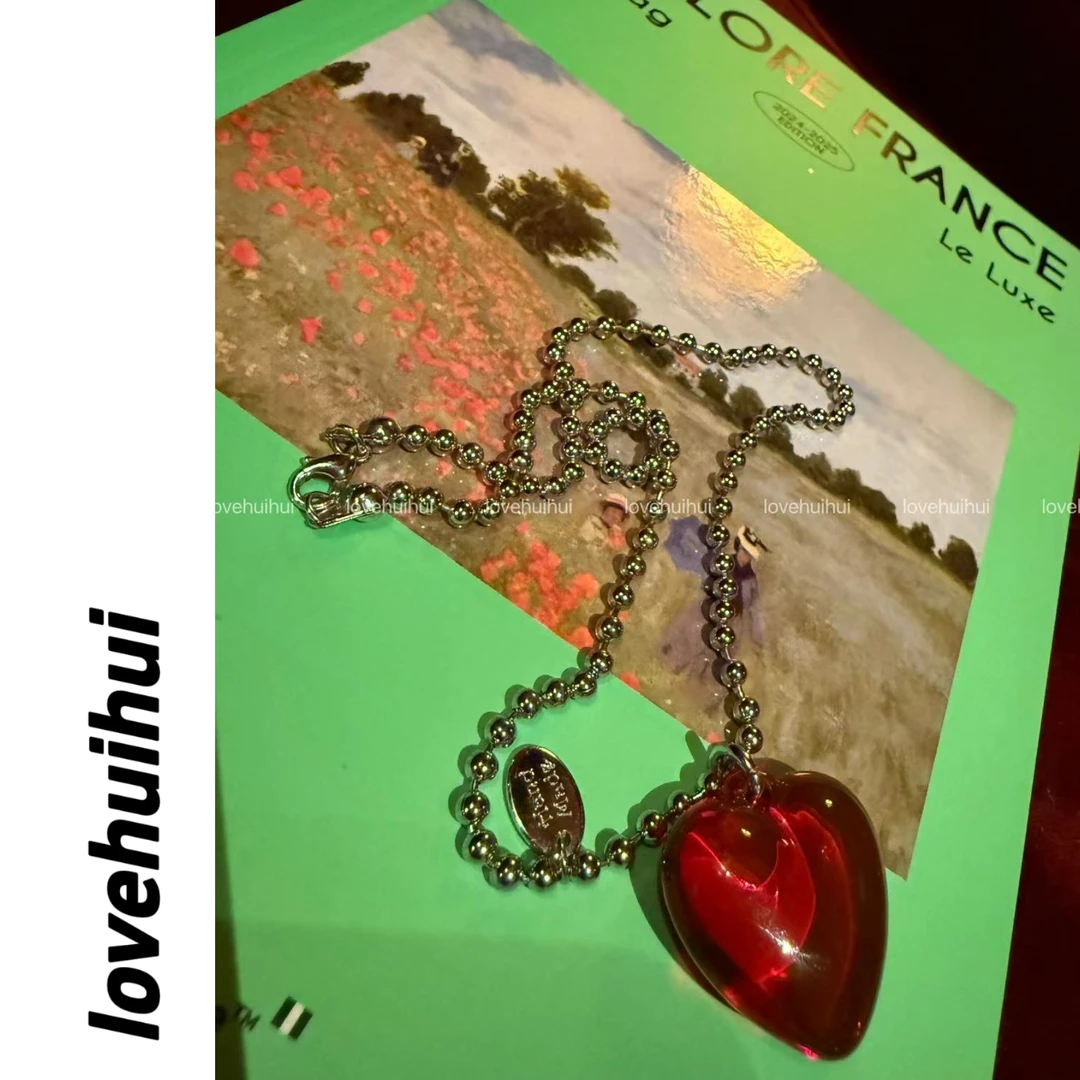钛钢项链 lovehuihui 《红心queen》韩国精美红心项链