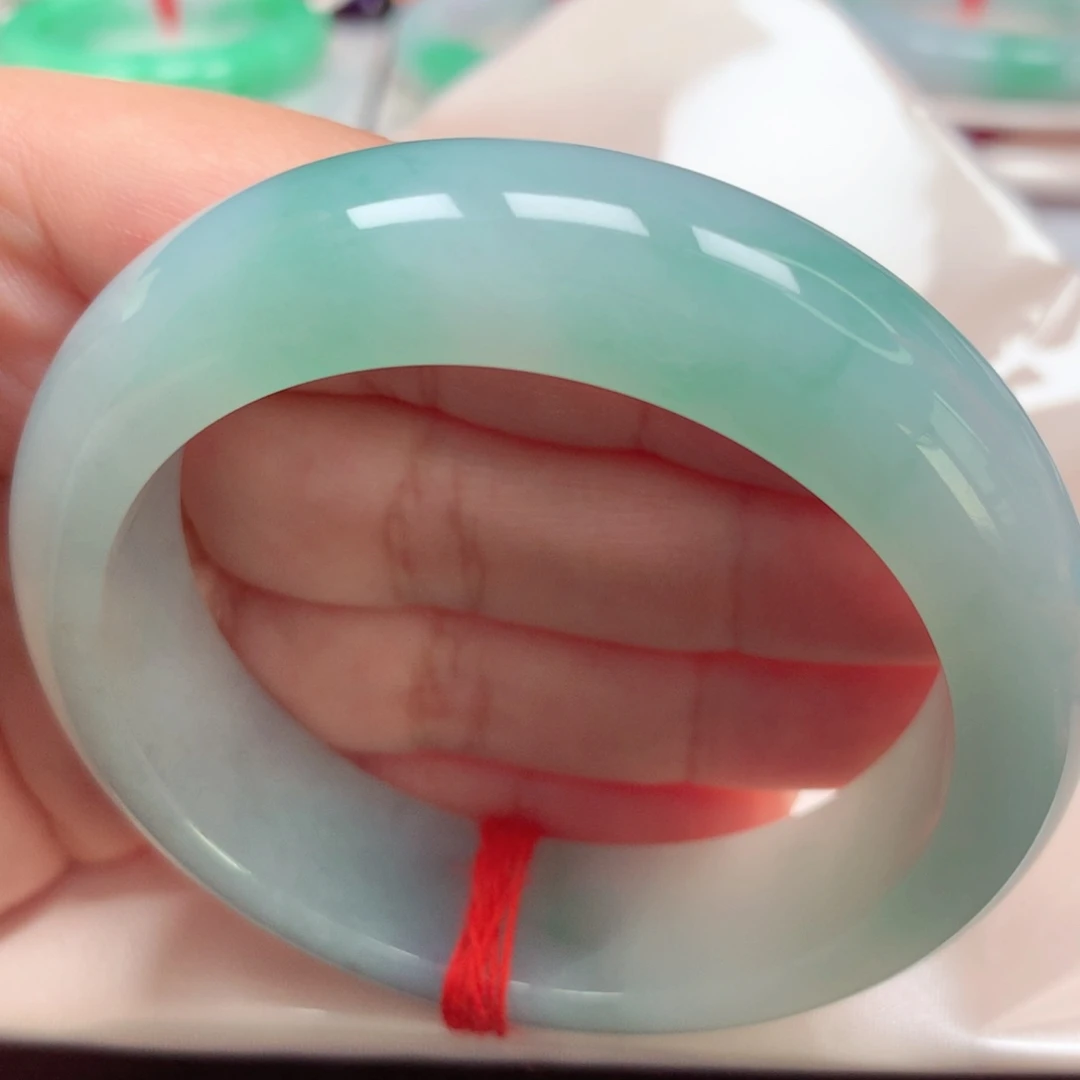 未镶嵌手镯翡翠5冰胶蓝花轮胎