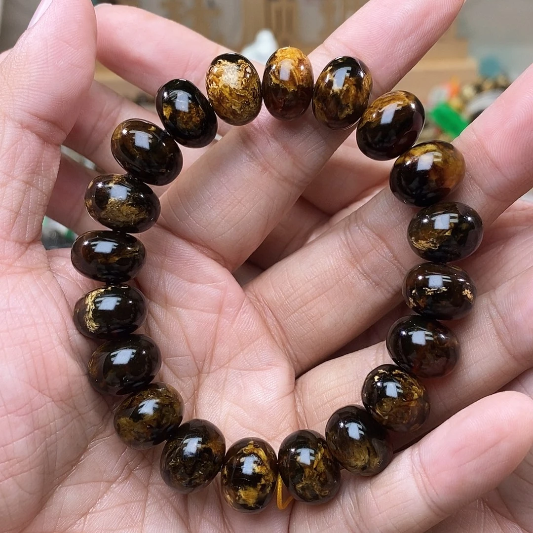 琥珀未镶嵌手链13黑花