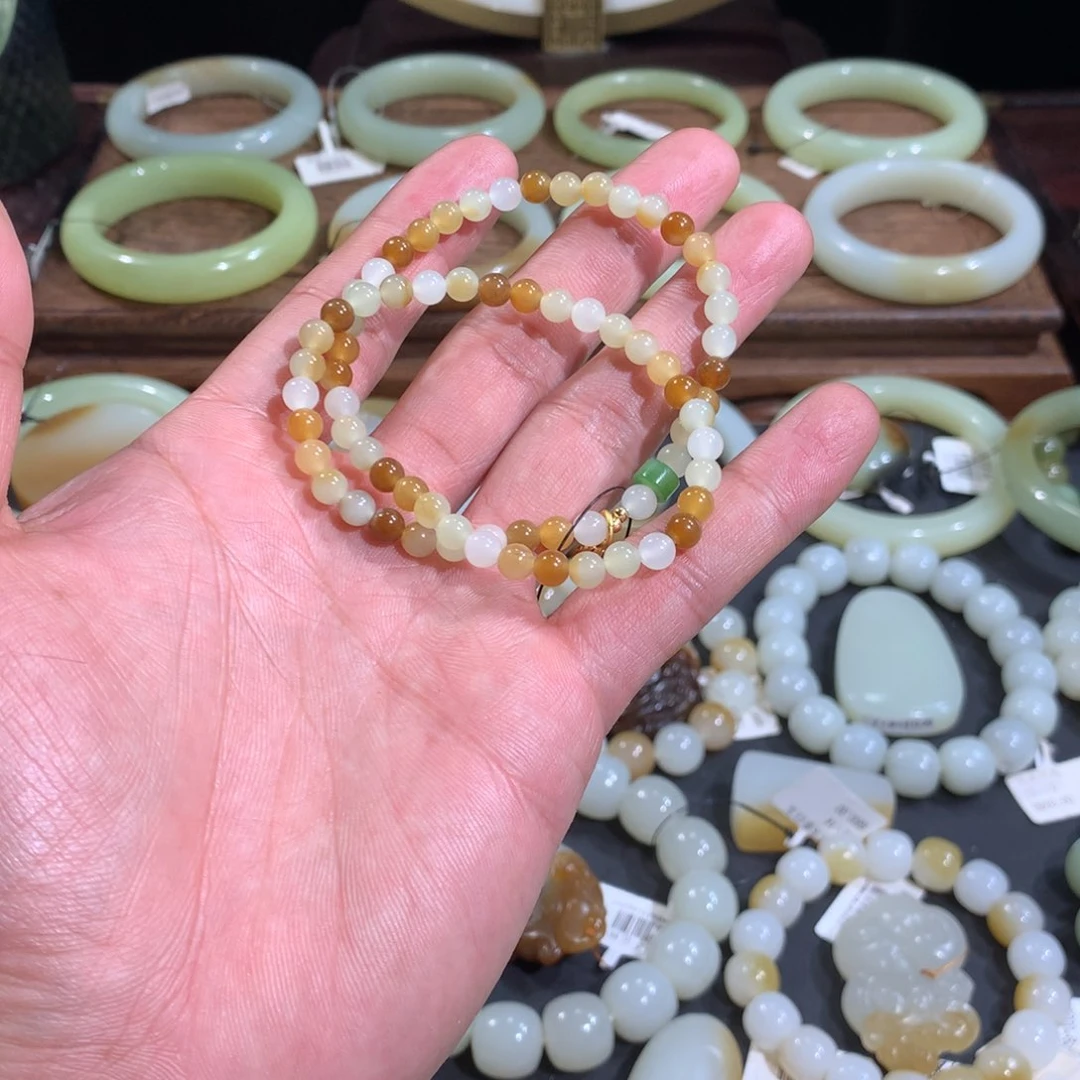 和田玉手链未镶嵌新疆若羌扶果岭特色双圈手串