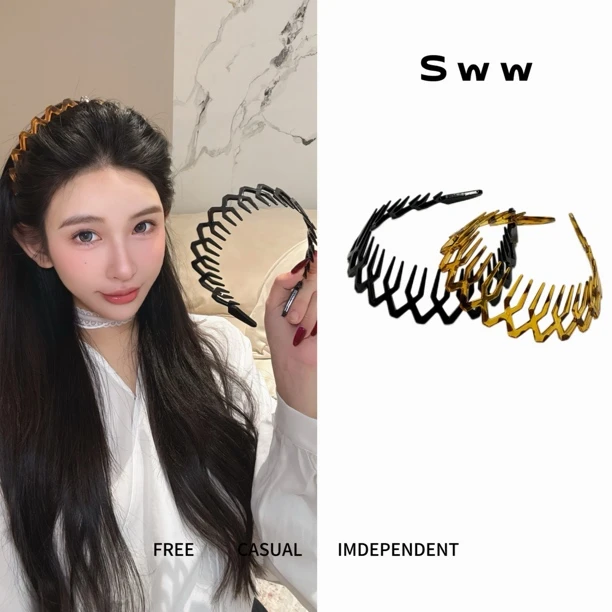 SWW皇冠多齿加密多种戴法高颅顶发箍收碎发神器发箍