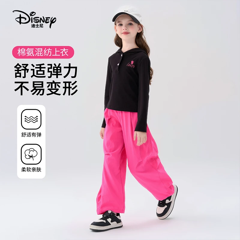 Disney/迪士尼休闲风秋季儿童套装韩版单排扣女童工装裤两件套
