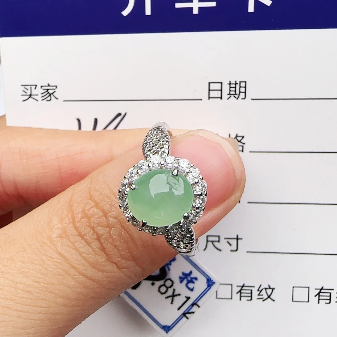 银S925镶嵌戒指翡翠戒指