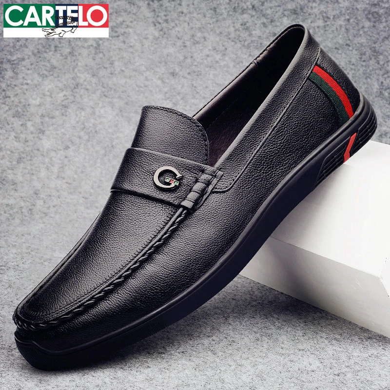 卡帝乐鳄鱼豆豆鞋男鞋冬季款2025新款一脚蹬懒人休闲鞋子男士皮鞋