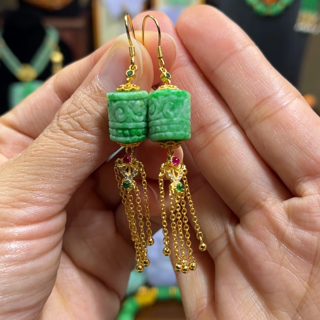 翡翠未镶嵌颈饰天然翡翠耳饰