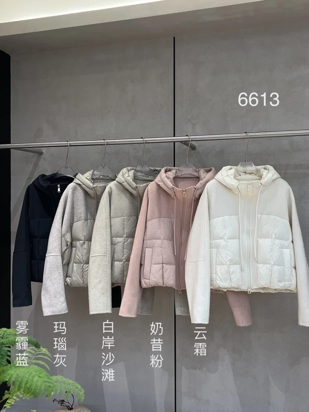 双面羊绒大衣羽绒服常规休闲风拉链纯色