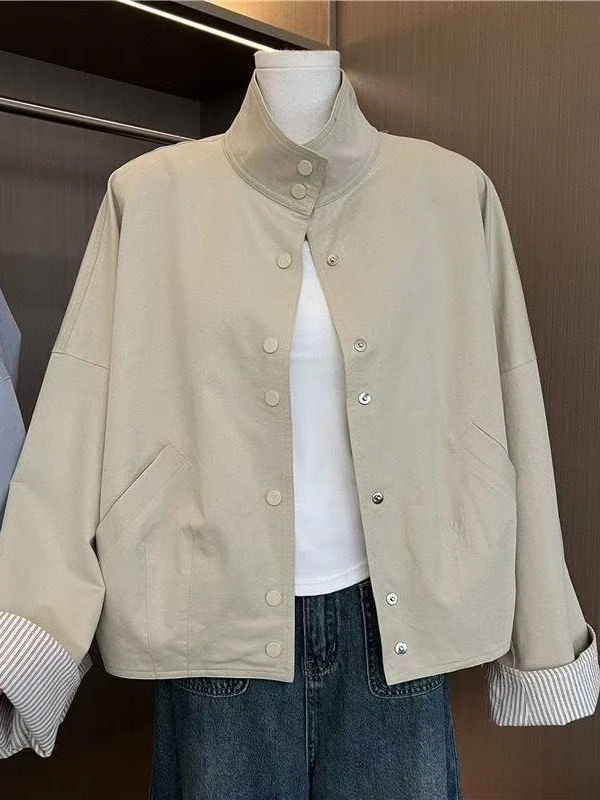 短款女立领短外套韩版立领风衣女装设计感春季百搭