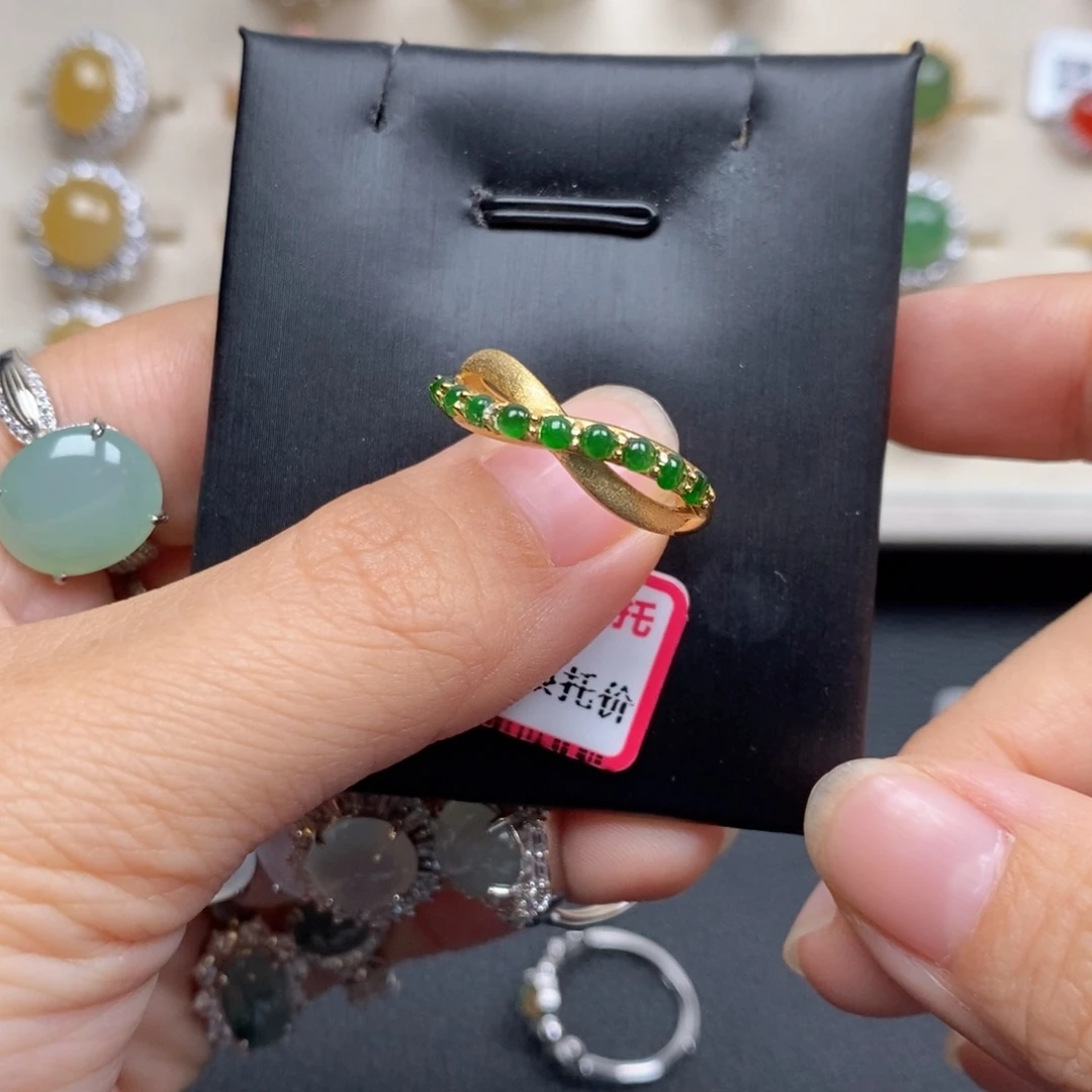翡翠戒指银S925镶嵌嗯***嘿戒指