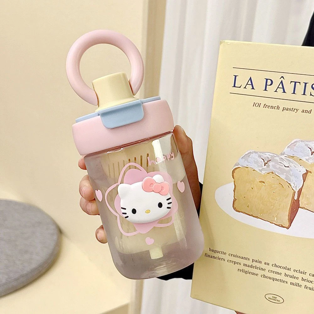 恒度Hello Kitty塑料水杯高颜值ins学生党diy可爱便携式吸管杯子