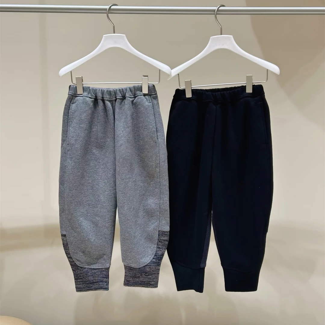 现货加绒童装25冬季新款AB拼接卫裤男女童休闲束脚裤儿童长裤子