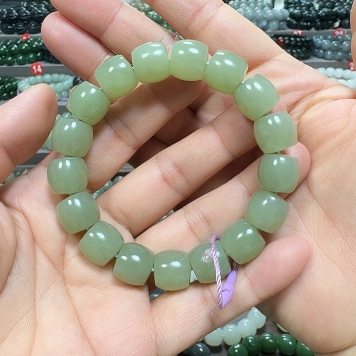 未镶嵌手链和田玉新疆若羌青黄口料直切卡13