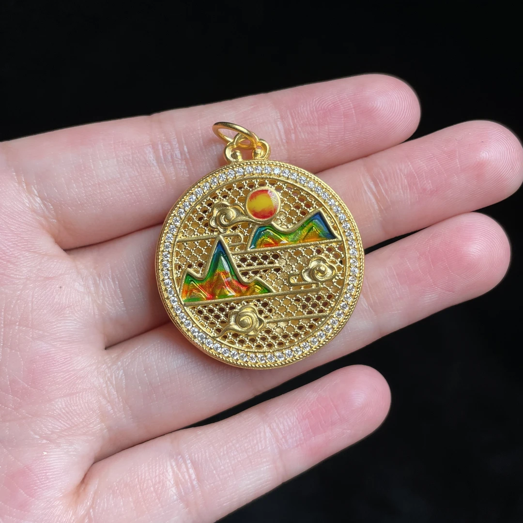 【玉总珠宝】足银纯银祥云圆牌吊坠精致首饰贵气礼物CAN3110098