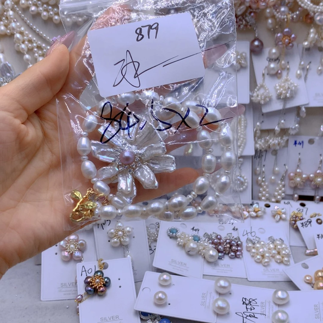 银S925镶嵌耳饰淡水珍珠冰*梦