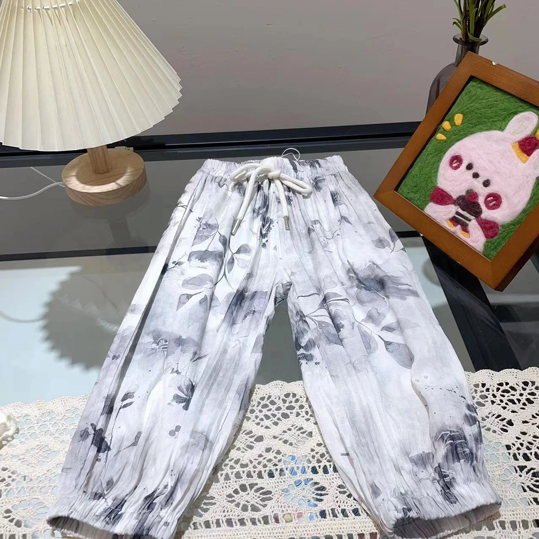 WGG-1508-儿童休闲裤夏季印花扎染水墨渐变男宝女宝防蚊裤
