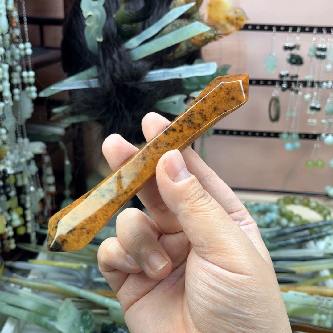 岫玉未镶嵌发饰长度14厘米左右