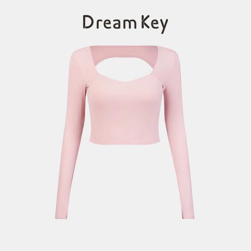 2025运动紧身长袖露背收腰带胸垫健身服瑜伽上衣女6355